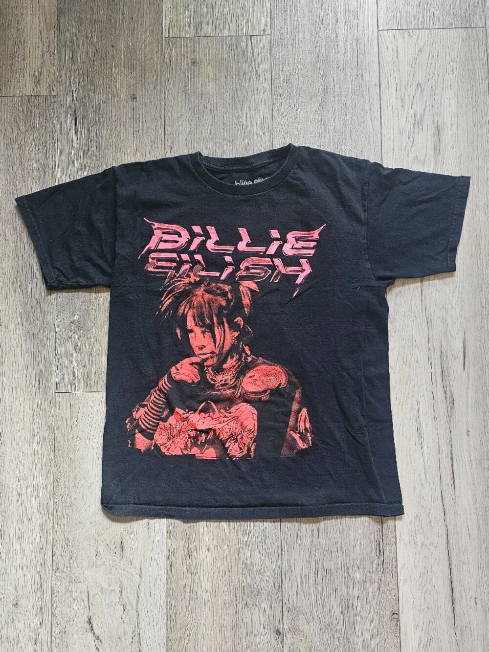 Billie Eilish Graphic Concert T-Shirt Black & Pink Size Small